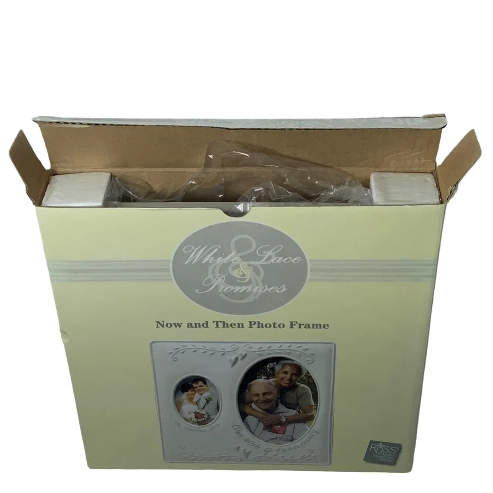 Photo Frame 40Th Anniversary Porcelain Holds 2 Photos Now and Then Keepsake Gift
